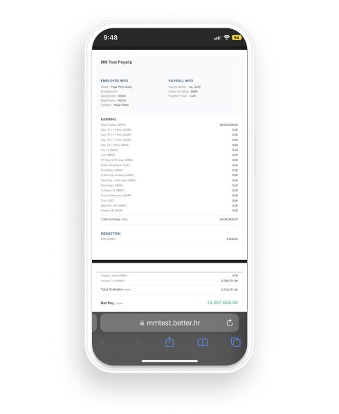 Download လုပ်နိုင်သော PDF payslip