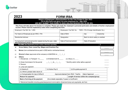 Employee's Remuneration (Form IR8A)